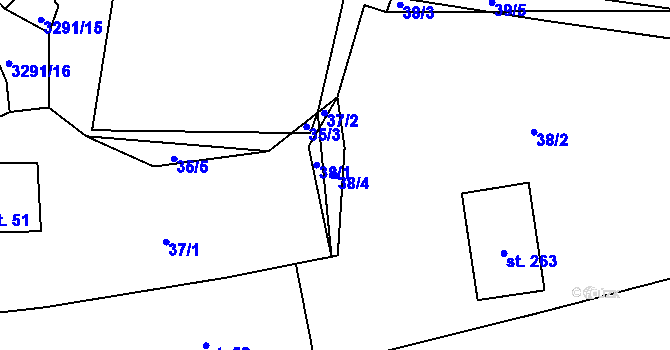 Parcela st. 38/4 v KÚ Olešnice u Trhových Svinů, Katastrální mapa