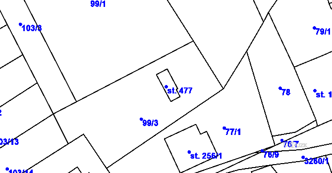 Parcela st. 477 v KÚ Olešnice u Trhových Svinů, Katastrální mapa