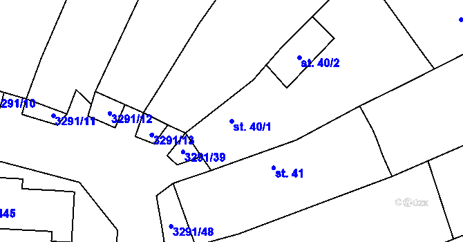Parcela st. 40/1 v KÚ Olešnice u Trhových Svinů, Katastrální mapa