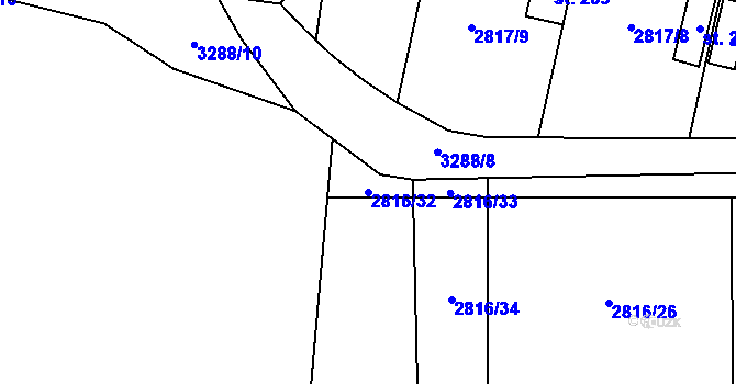 Parcela st. 2816/32 v KÚ Olešnice u Trhových Svinů, Katastrální mapa