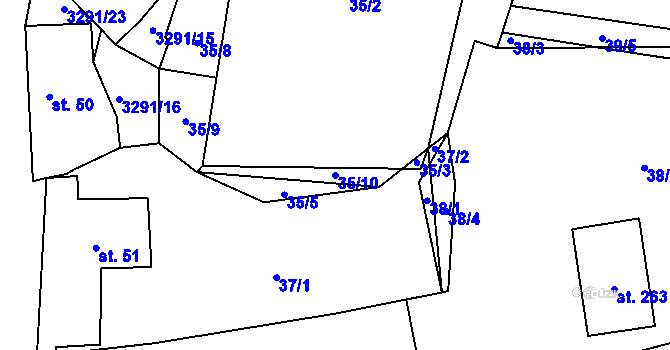 Parcela st. 35/10 v KÚ Olešnice u Trhových Svinů, Katastrální mapa