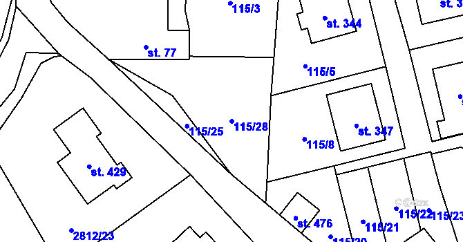 Parcela st. 115/28 v KÚ Olešnice u Trhových Svinů, Katastrální mapa