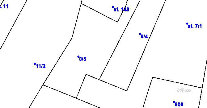 Parcela st. 7/3 v KÚ Olešnice nad Cidlinou, Katastrální mapa