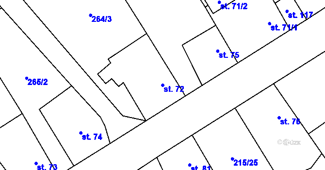 Parcela st. 72 v KÚ Olešnice nad Cidlinou, Katastrální mapa