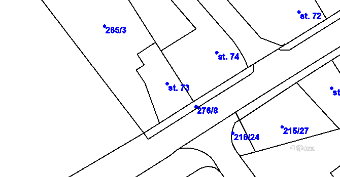 Parcela st. 73 v KÚ Olešnice nad Cidlinou, Katastrální mapa