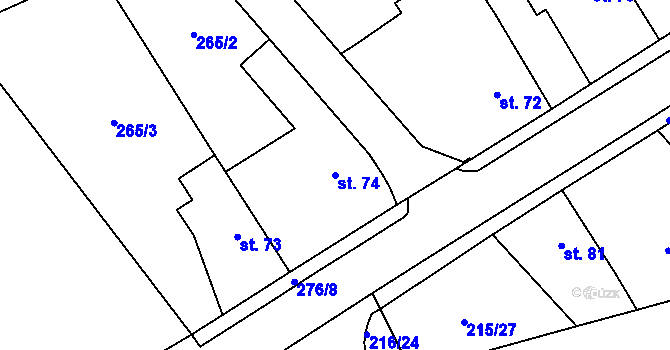 Parcela st. 74 v KÚ Olešnice nad Cidlinou, Katastrální mapa