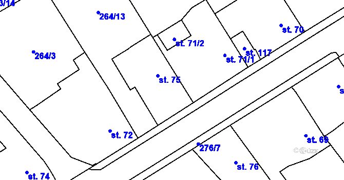 Parcela st. 75 v KÚ Olešnice nad Cidlinou, Katastrální mapa