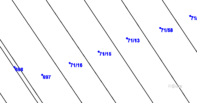 Parcela st. 71/15 v KÚ Olešnice nad Cidlinou, Katastrální mapa