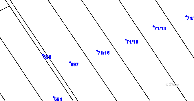 Parcela st. 71/16 v KÚ Olešnice nad Cidlinou, Katastrální mapa