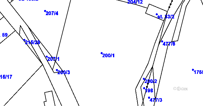 Parcela st. 200/1 v KÚ Olešnice nad Cidlinou, Katastrální mapa