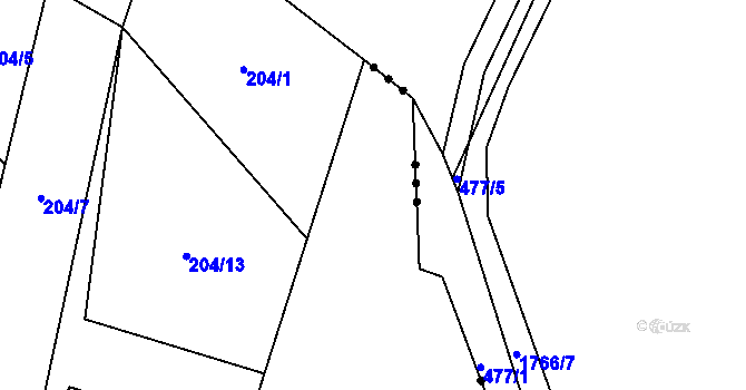 Parcela st. 204/2 v KÚ Olešnice nad Cidlinou, Katastrální mapa