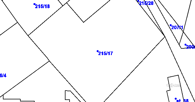 Parcela st. 215/17 v KÚ Olešnice nad Cidlinou, Katastrální mapa