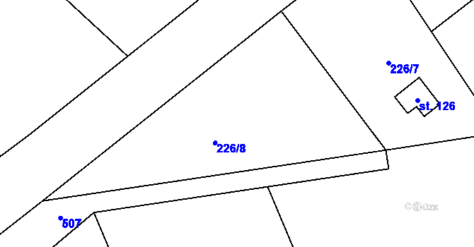 Parcela st. 226/8 v KÚ Olešnice nad Cidlinou, Katastrální mapa