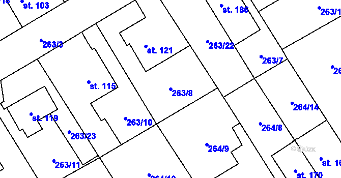 Parcela st. 263/8 v KÚ Olešnice nad Cidlinou, Katastrální mapa