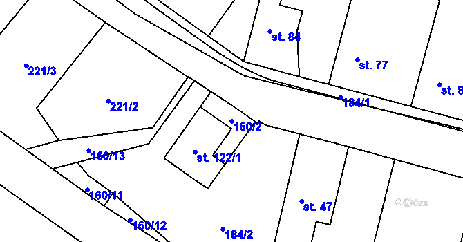 Parcela st. 160/2 v KÚ Olešnice nad Cidlinou, Katastrální mapa