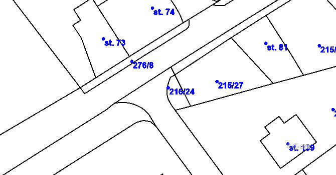 Parcela st. 216/24 v KÚ Olešnice nad Cidlinou, Katastrální mapa