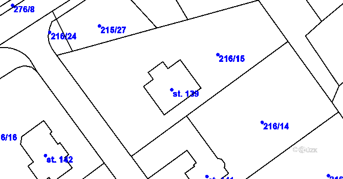 Parcela st. 139 v KÚ Olešnice nad Cidlinou, Katastrální mapa