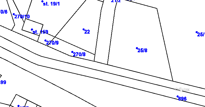 Parcela st. 21/4 v KÚ Olešnice nad Cidlinou, Katastrální mapa