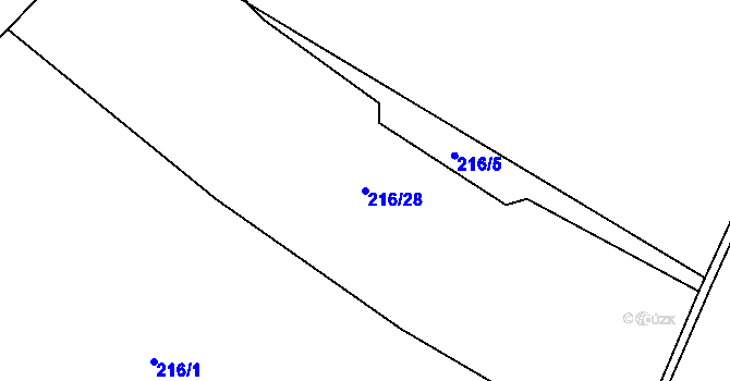 Parcela st. 216/28 v KÚ Olešnice nad Cidlinou, Katastrální mapa
