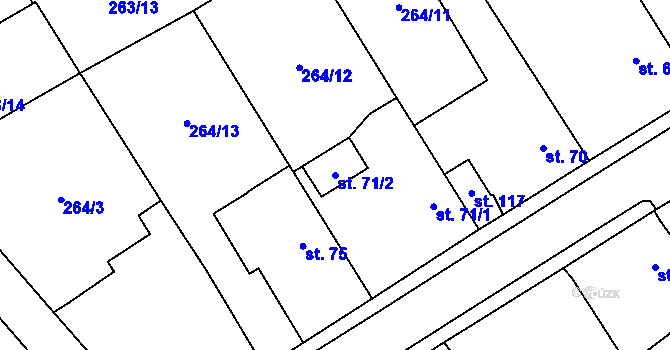 Parcela st. 71/2 v KÚ Olešnice nad Cidlinou, Katastrální mapa