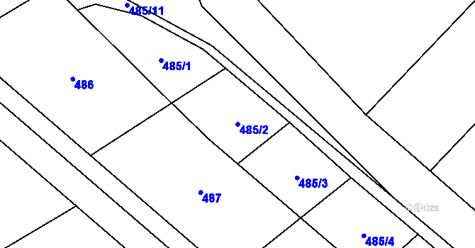 Parcela st. 485/2 v KÚ Olešnice nad Cidlinou, Katastrální mapa