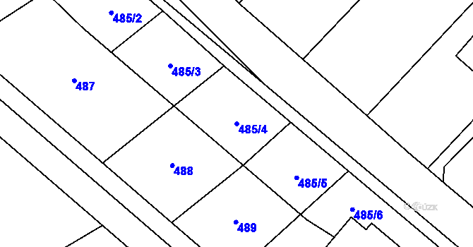 Parcela st. 485/4 v KÚ Olešnice nad Cidlinou, Katastrální mapa