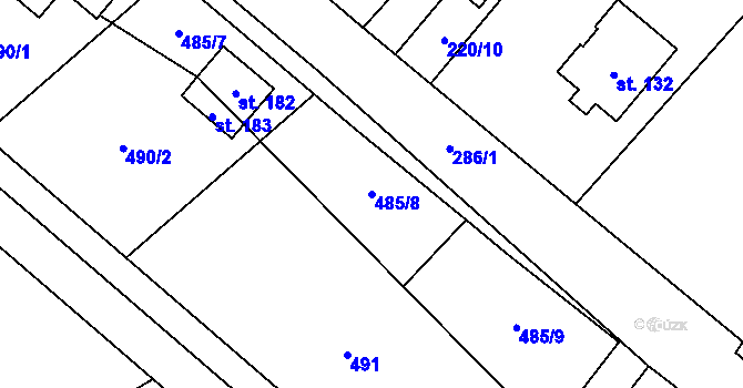 Parcela st. 485/8 v KÚ Olešnice nad Cidlinou, Katastrální mapa