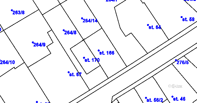 Parcela st. 166 v KÚ Olešnice nad Cidlinou, Katastrální mapa