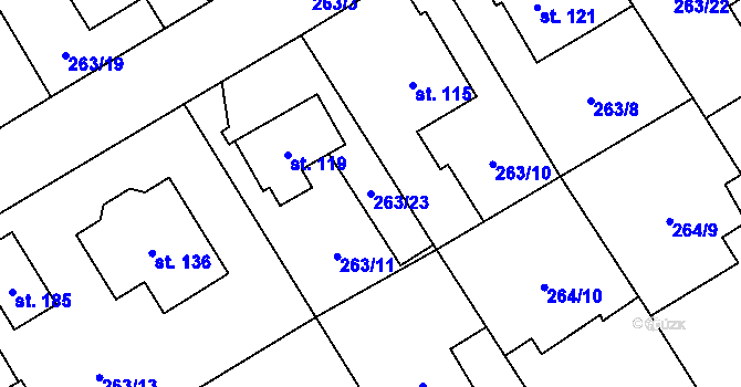 Parcela st. 263/23 v KÚ Olešnice nad Cidlinou, Katastrální mapa