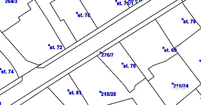 Parcela st. 276/7 v KÚ Olešnice nad Cidlinou, Katastrální mapa
