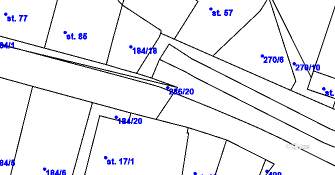 Parcela st. 286/20 v KÚ Olešnice nad Cidlinou, Katastrální mapa