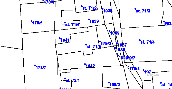 Parcela st. 71/5 v KÚ Olešnice u Rychnova nad Kněžnou, Katastrální mapa