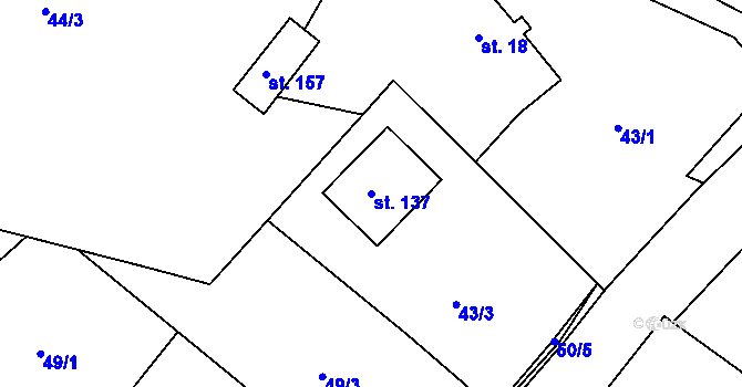 Parcela st. 137 v KÚ Olešnice u Rychnova nad Kněžnou, Katastrální mapa