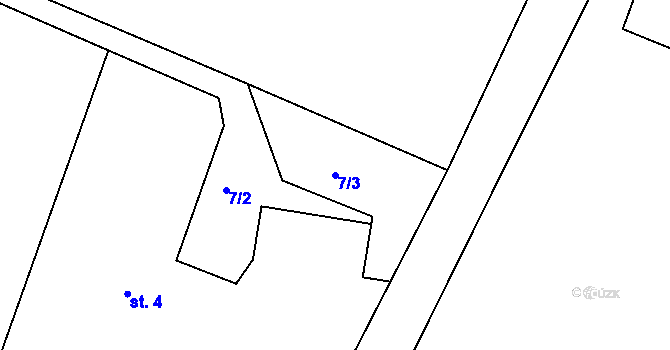 Parcela st. 7/3 v KÚ Olešnice u Rychnova nad Kněžnou, Katastrální mapa