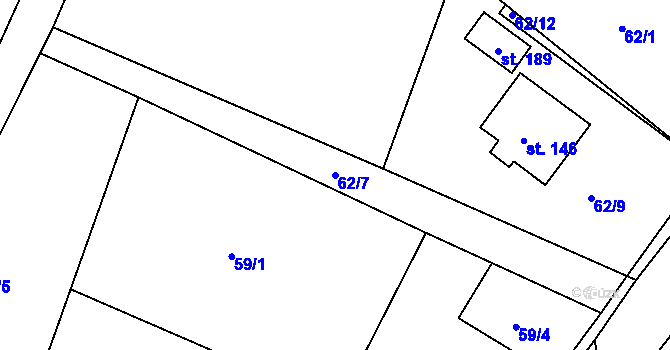 Parcela st. 62/7 v KÚ Olešnice u Rychnova nad Kněžnou, Katastrální mapa