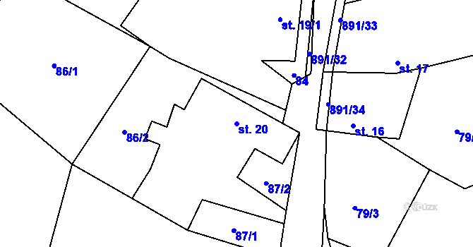 Parcela st. 20 v KÚ Olešnice u Turnova, Katastrální mapa