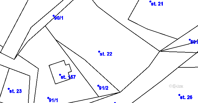Parcela st. 22 v KÚ Olešnice u Turnova, Katastrální mapa