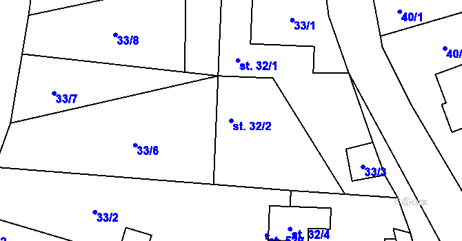 Parcela st. 32/2 v KÚ Olešnice u Turnova, Katastrální mapa