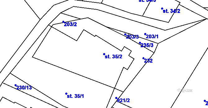 Parcela st. 35/2 v KÚ Olešnice u Turnova, Katastrální mapa