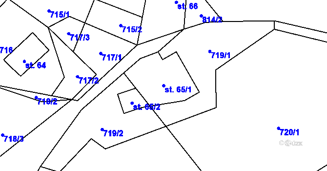 Parcela st. 65/1 v KÚ Olešnice u Turnova, Katastrální mapa