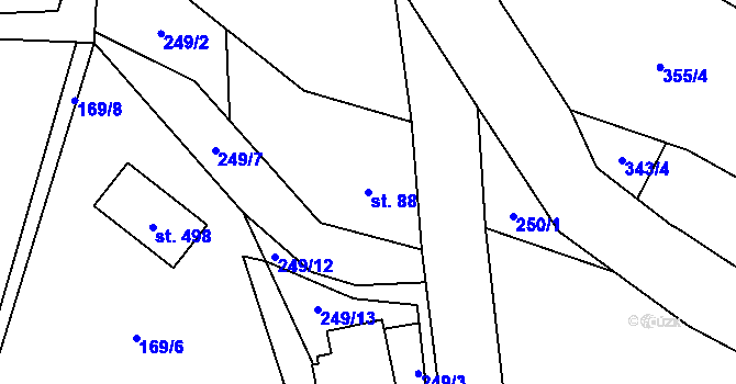 Parcela st. 88 v KÚ Olešnice u Turnova, Katastrální mapa