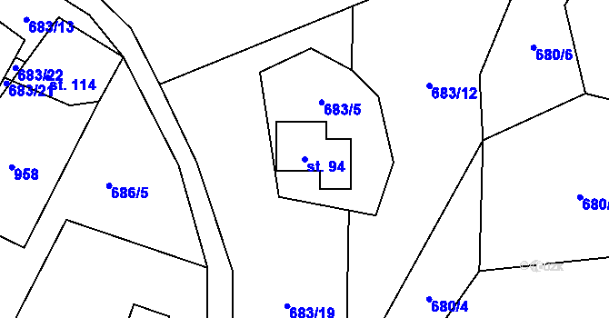 Parcela st. 94 v KÚ Olešnice u Turnova, Katastrální mapa