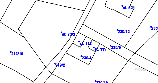 Parcela st. 118 v KÚ Olešnice u Turnova, Katastrální mapa