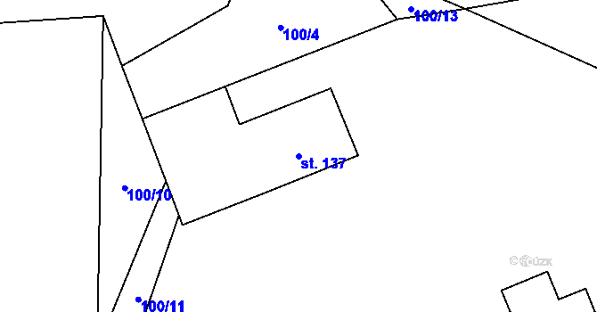 Parcela st. 137 v KÚ Olešnice u Turnova, Katastrální mapa