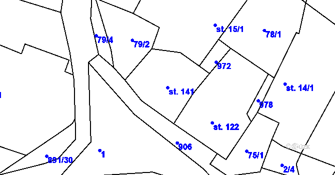 Parcela st. 141 v KÚ Olešnice u Turnova, Katastrální mapa