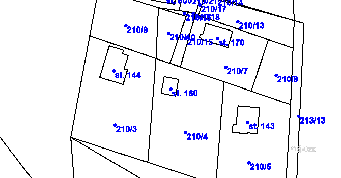 Parcela st. 160 v KÚ Olešnice u Turnova, Katastrální mapa