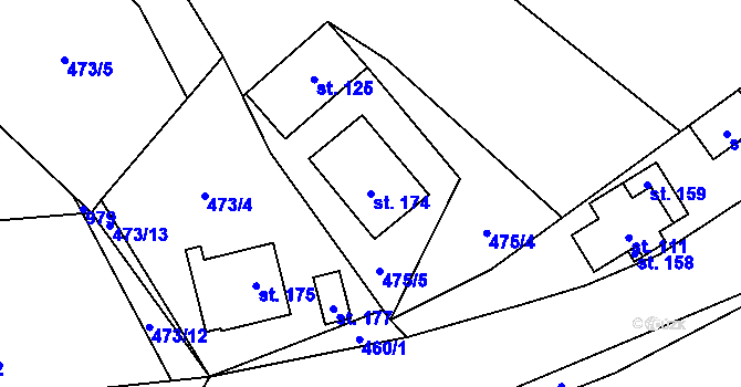 Parcela st. 174 v KÚ Olešnice u Turnova, Katastrální mapa