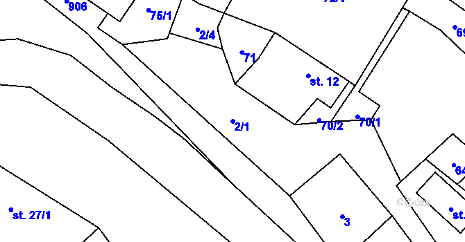 Parcela st. 2/1 v KÚ Olešnice u Turnova, Katastrální mapa