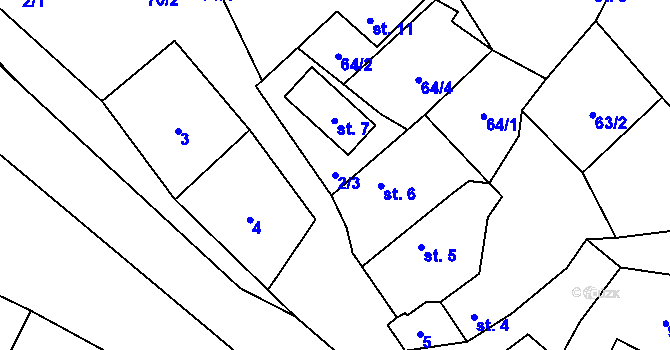 Parcela st. 2/3 v KÚ Olešnice u Turnova, Katastrální mapa