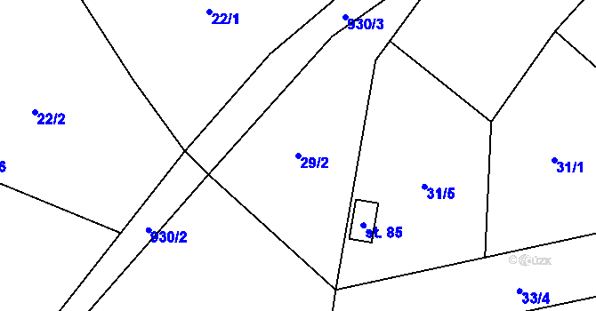 Parcela st. 29/2 v KÚ Olešnice u Turnova, Katastrální mapa